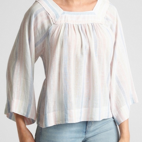 GAP Tops - 🎉SALE🎉GAP Striped Pastel Square Neck Linen xs